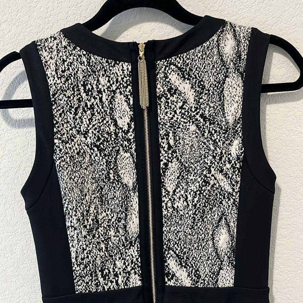 REBECCA TAYLOR Black & Ivory Python Print Sleeveless Knit Dress, Size 2 - Picture 7 of 7